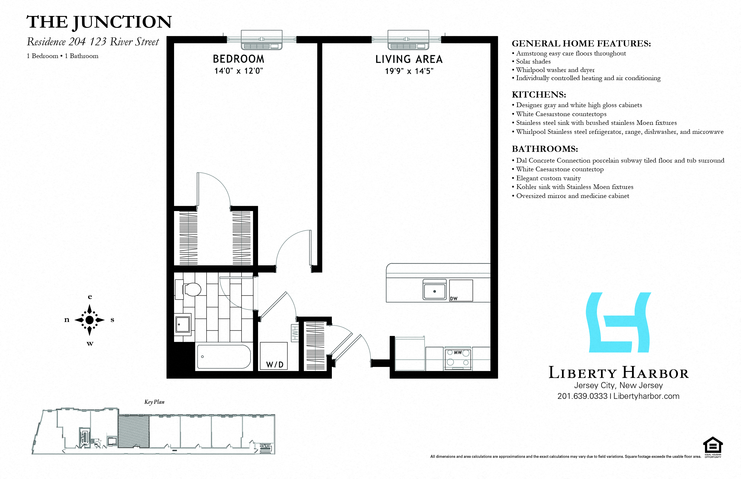 Floor plan for 1 bed, 1 bath, 754 sqft